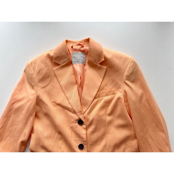 EVERLANE 80's Orange Chiffon Twill Oversized Single Breasted Blazer, Size 00 - Picture 7 of 16